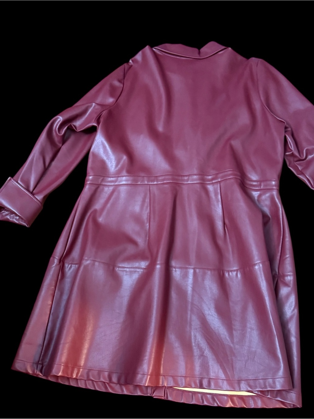 Eloquii Elements Vegan Leather Button-Front Mini Shirt Dress Cabernet 18 - Picture 4 of 6